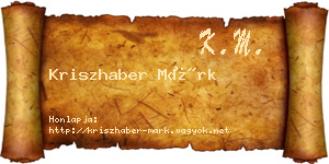 Kriszhaber Márk névjegykártya